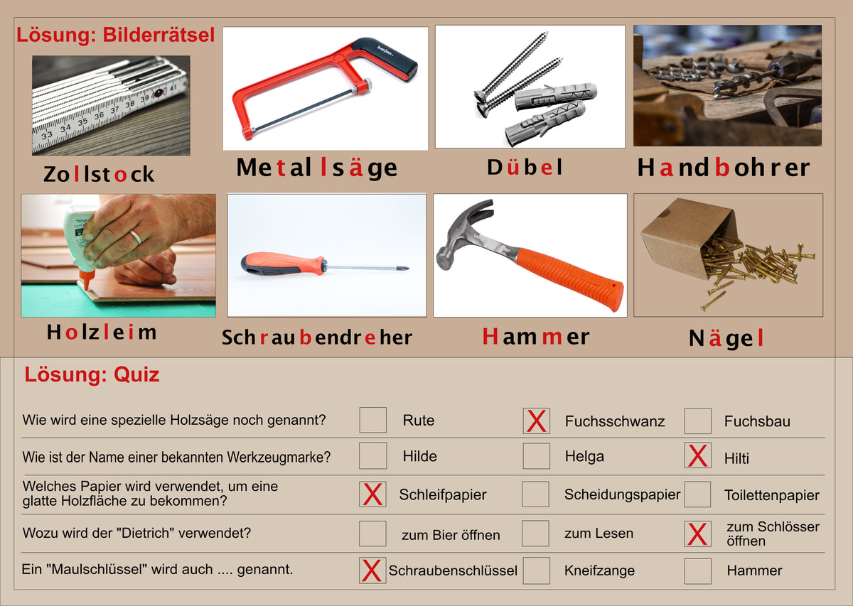 XXL - Rätselblock- Werkzeug