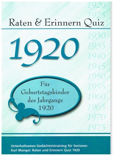 1920 Raten und Erinnern - Quiz
