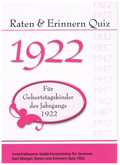 1922 Raten und Erinnern - Quiz