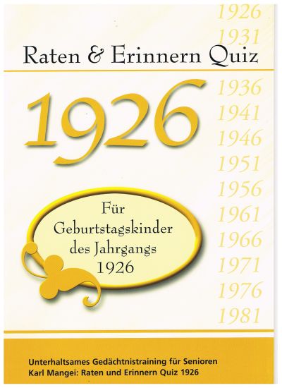 1926 Raten und Erinnern - Quiz